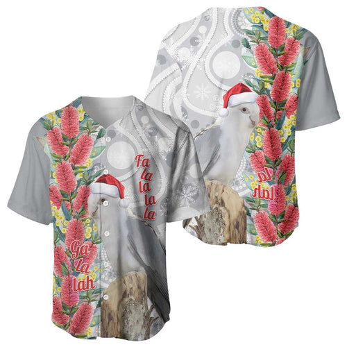 Blue Galah Mutation Christmas Australia Baseball Jersey Falalalala Galalah Bottlebrush Grey Aboriginal Art - Aussie Hoodie