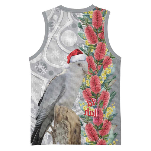 Blue Galah Mutation Christmas Australia Basketball Jersey Falalalala Galalah Bottlebrush Grey Aboriginal Art - Aussie Hoodie