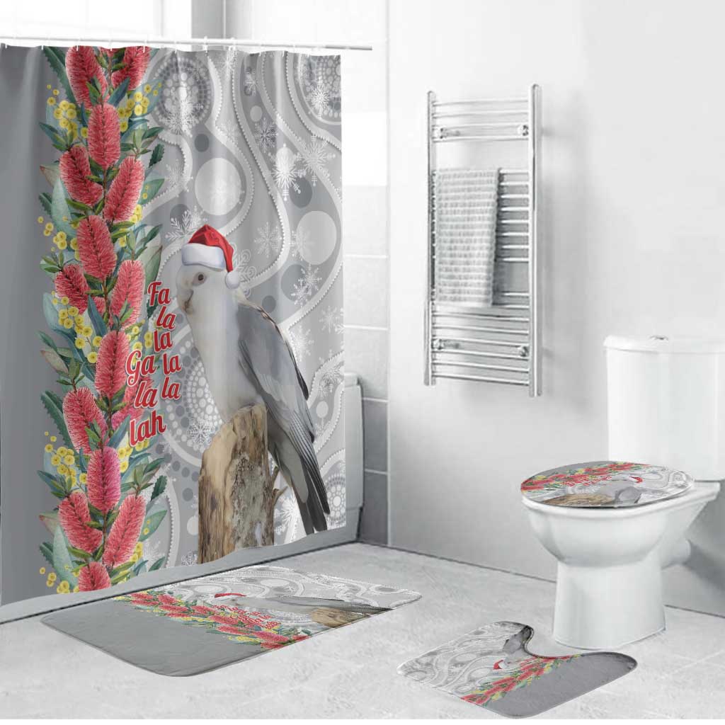 Blue Galah Mutation Christmas Australia Bathroom Set Falalalala Galalah Bottlebrush Grey Aboriginal Art - Aussie Hoodie