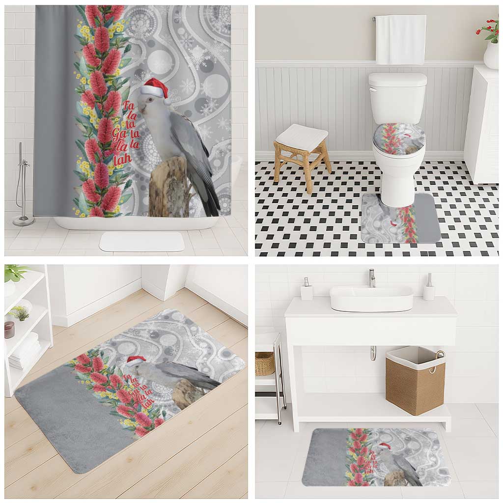Blue Galah Mutation Christmas Australia Bathroom Set Falalalala Galalah Bottlebrush Grey Aboriginal Art - Aussie Hoodie