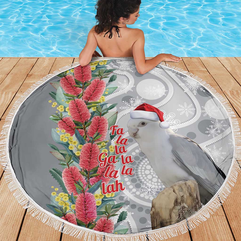 Blue Galah Mutation Christmas Australia Beach Blanket Falalalala Galalah Bottlebrush Grey Aboriginal Art - Aussie Hoodie