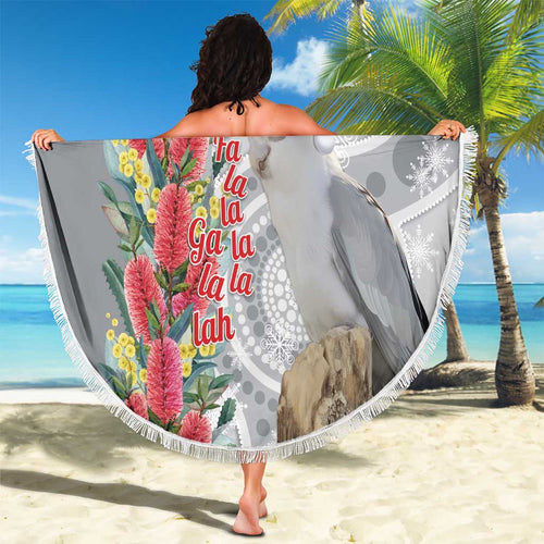 Blue Galah Mutation Christmas Australia Beach Blanket Falalalala Galalah Bottlebrush Grey Aboriginal Art - Aussie Hoodie