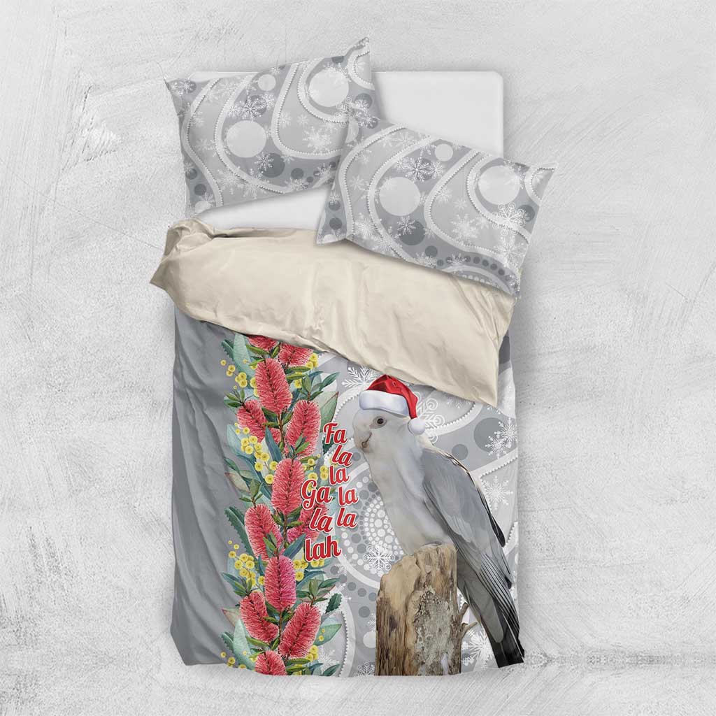 Blue Galah Mutation Christmas Australia Bedding Set Falalalala Galalah Bottlebrush Grey Aboriginal Art - Aussie Hoodie