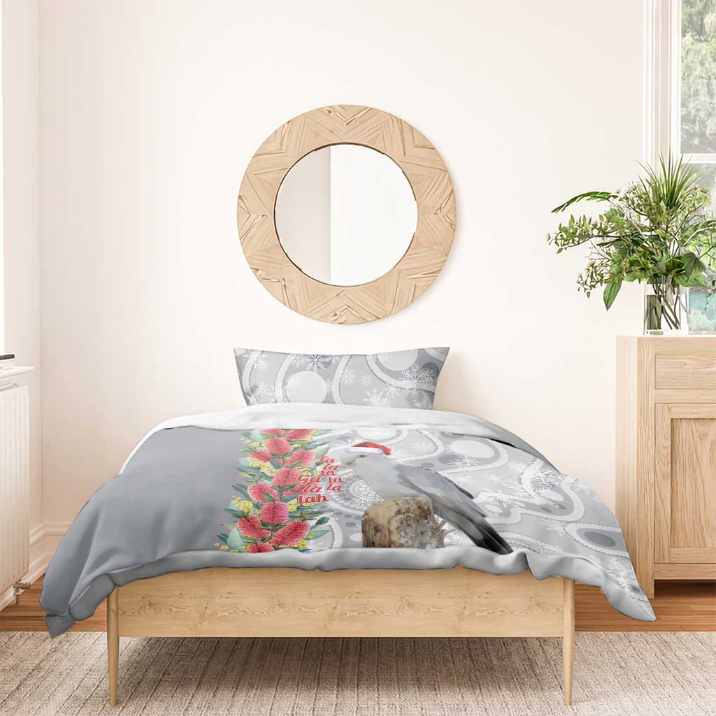 Blue Galah Mutation Christmas Australia Bedding Set Falalalala Galalah Bottlebrush Grey Aboriginal Art - Aussie Hoodie