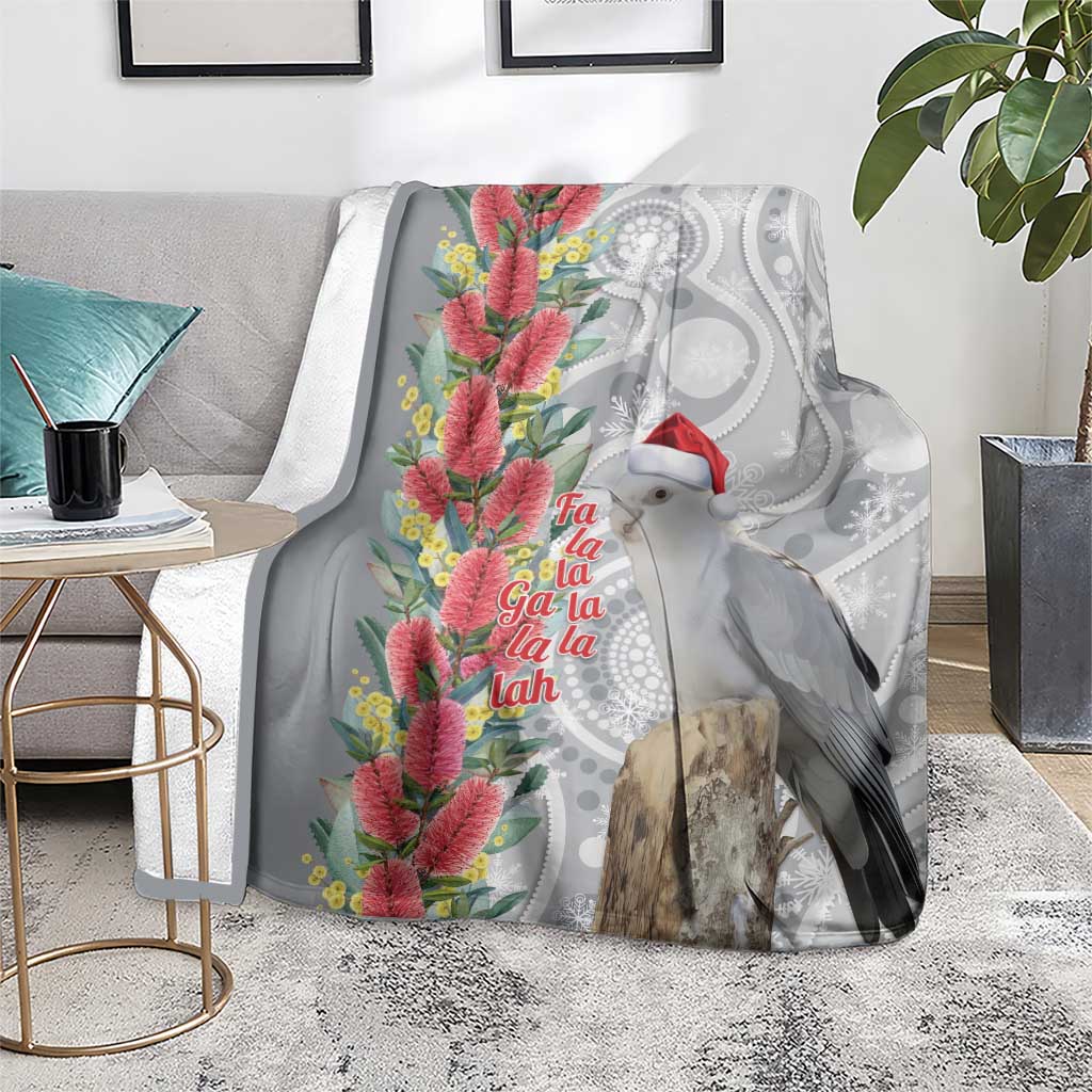 Blue Galah Mutation Christmas Australia Blanket Falalalala Galalah Bottlebrush Grey Aboriginal Art - Aussie Hoodie
