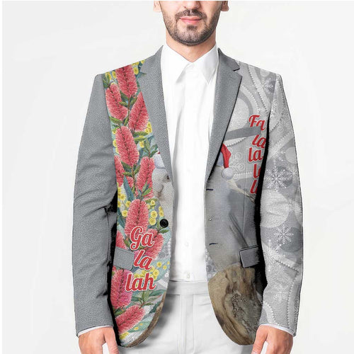 Blue Galah Mutation Christmas Australia Blazer Falalalala Galalah Bottlebrush Grey Aboriginal Art - Aussie Hoodie