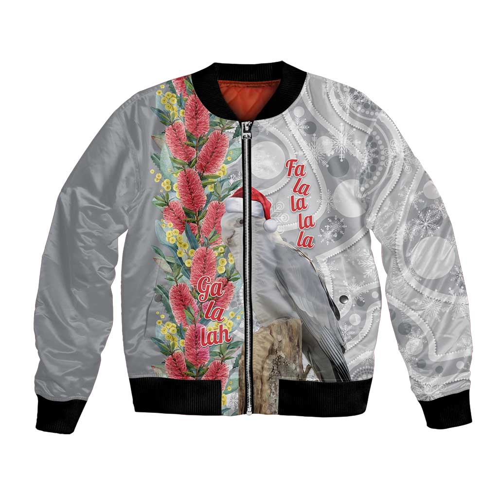 Blue Galah Mutation Christmas Australia Bomber Jacket Falalalala Galalah Bottlebrush Grey Aboriginal Art - Aussie Hoodie