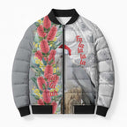 Blue Galah Mutation Christmas Australia Bomber Puffer Jacket Falalalala Galalah Bottlebrush Grey Aboriginal Art - Aussie Hoodie
