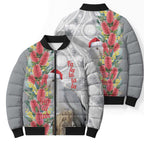 Blue Galah Mutation Christmas Australia Bomber Puffer Jacket Falalalala Galalah Bottlebrush Grey Aboriginal Art - Aussie Hoodie