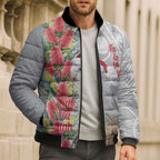 Blue Galah Mutation Christmas Australia Bomber Puffer Jacket Falalalala Galalah Bottlebrush Grey Aboriginal Art - Aussie Hoodie