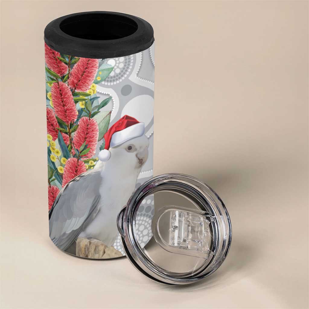Blue Galah Mutation Christmas Australia 4 in 1 Can Cooler Tumbler Falalalala Galalah Bottlebrush Grey Aboriginal Art - Aussie Hoodie