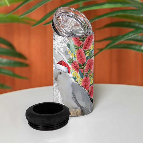 Blue Galah Mutation Christmas Australia 4 in 1 Can Cooler Tumbler Falalalala Galalah Bottlebrush Grey Aboriginal Art - Aussie Hoodie
