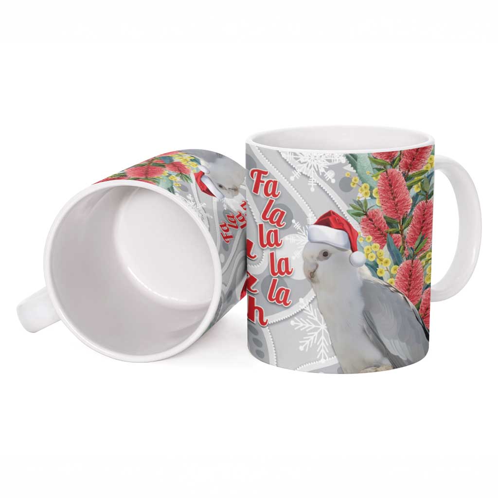 Blue Galah Mutation Christmas Australia Ceramic Mug Falalalala Galalah Bottlebrush Grey Aboriginal Art - Aussie Hoodie