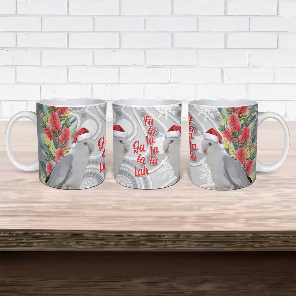 Blue Galah Mutation Christmas Australia Ceramic Mug Falalalala Galalah Bottlebrush Grey Aboriginal Art - Aussie Hoodie
