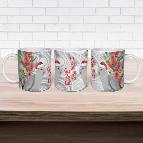 Blue Galah Mutation Christmas Australia Ceramic Mug Falalalala Galalah Bottlebrush Grey Aboriginal Art - Aussie Hoodie