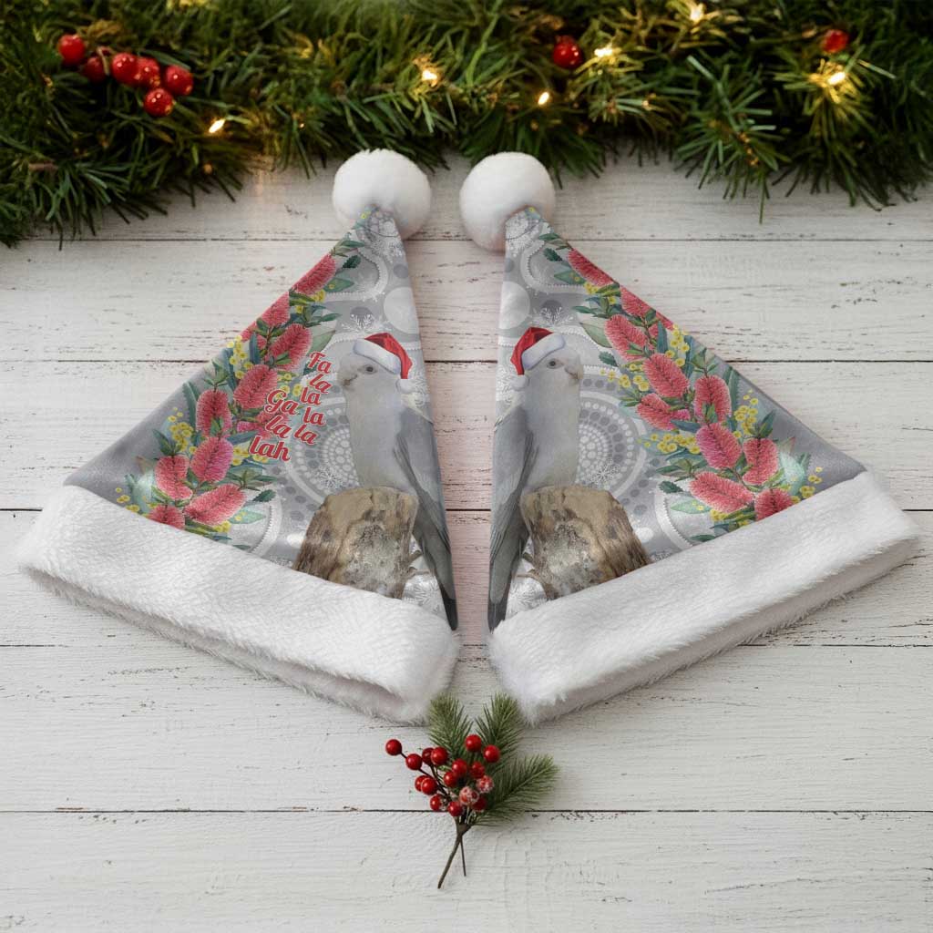 Blue Galah Mutation Christmas Australia Christmas Santa Hat Falalalala Galalah Bottlebrush Grey Aboriginal Art - Aussie Hoodie