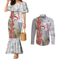 Blue Galah Mutation Christmas Australia Couples Matching Mermaid Dress and Long Sleeve Button Shirt Falalalala Galalah Bottlebrush Grey Aboriginal Art - Aussie Hoodie