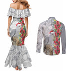 Blue Galah Mutation Christmas Australia Couples Matching Mermaid Dress and Long Sleeve Button Shirt Falalalala Galalah Bottlebrush Grey Aboriginal Art - Aussie Hoodie