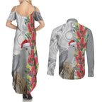 Blue Galah Mutation Christmas Australia Couples Matching Summer Maxi Dress and Long Sleeve Button Shirt Falalalala Galalah Bottlebrush Grey Aboriginal Art - Aussie Hoodie
