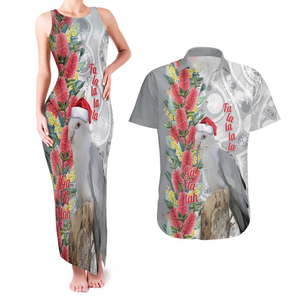 Blue Galah Mutation Christmas Australia Couples Matching Tank Maxi Dress and Hawaiian Shirt Falalalala Galalah Bottlebrush Grey Aboriginal Art - Aussie Hoodie