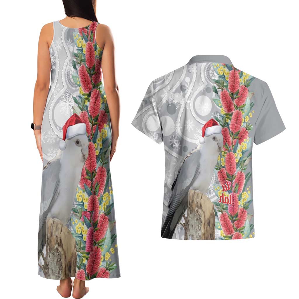 Blue Galah Mutation Christmas Australia Couples Matching Tank Maxi Dress and Hawaiian Shirt Falalalala Galalah Bottlebrush Grey Aboriginal Art - Aussie Hoodie