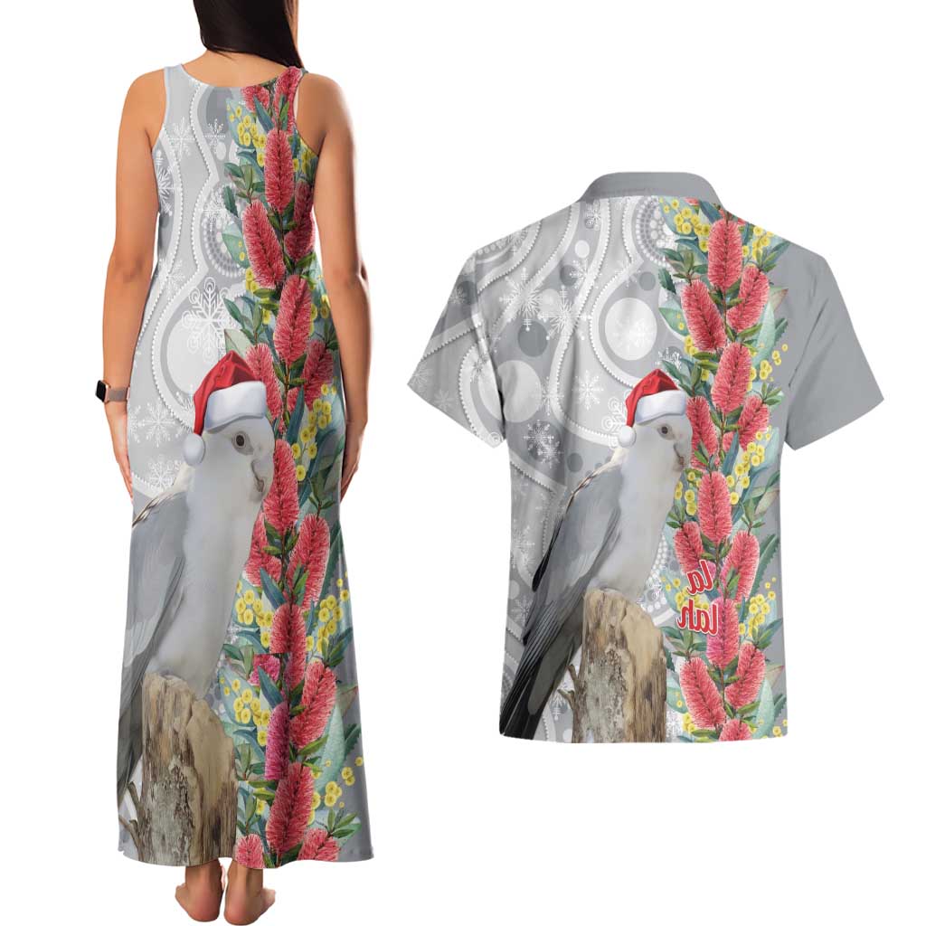 Blue Galah Mutation Christmas Australia Couples Matching Tank Maxi Dress and Hawaiian Shirt Falalalala Galalah Bottlebrush Grey Aboriginal Art - Aussie Hoodie