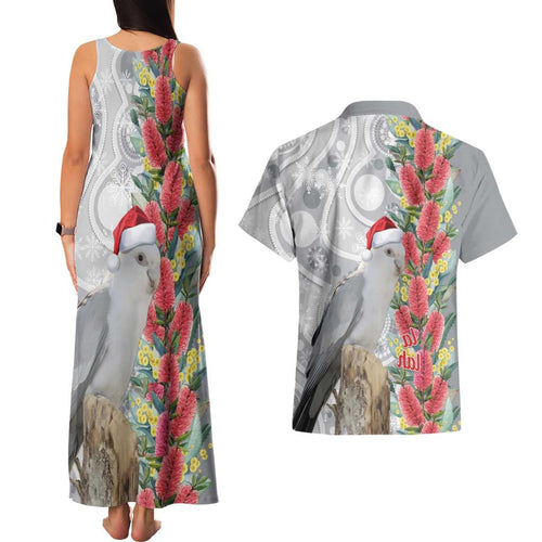 Blue Galah Mutation Christmas Australia Couples Matching Tank Maxi Dress and Hawaiian Shirt Falalalala Galalah Bottlebrush Grey Aboriginal Art - Aussie Hoodie