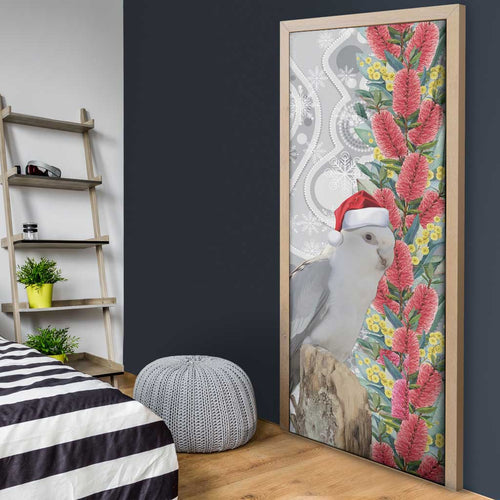 Blue Galah Mutation Christmas Australia Door Cover Falalalala Galalah Bottlebrush Grey Aboriginal Art - Aussie Hoodie