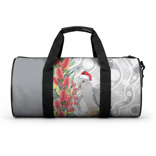 Blue Galah Mutation Christmas Australia Duffle Bag Falalalala Galalah Bottlebrush Grey Aboriginal Art