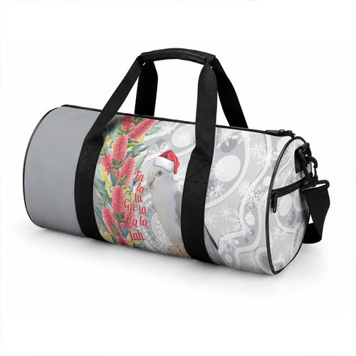 Blue Galah Mutation Christmas Australia Duffle Bag Falalalala Galalah Bottlebrush Grey Aboriginal Art