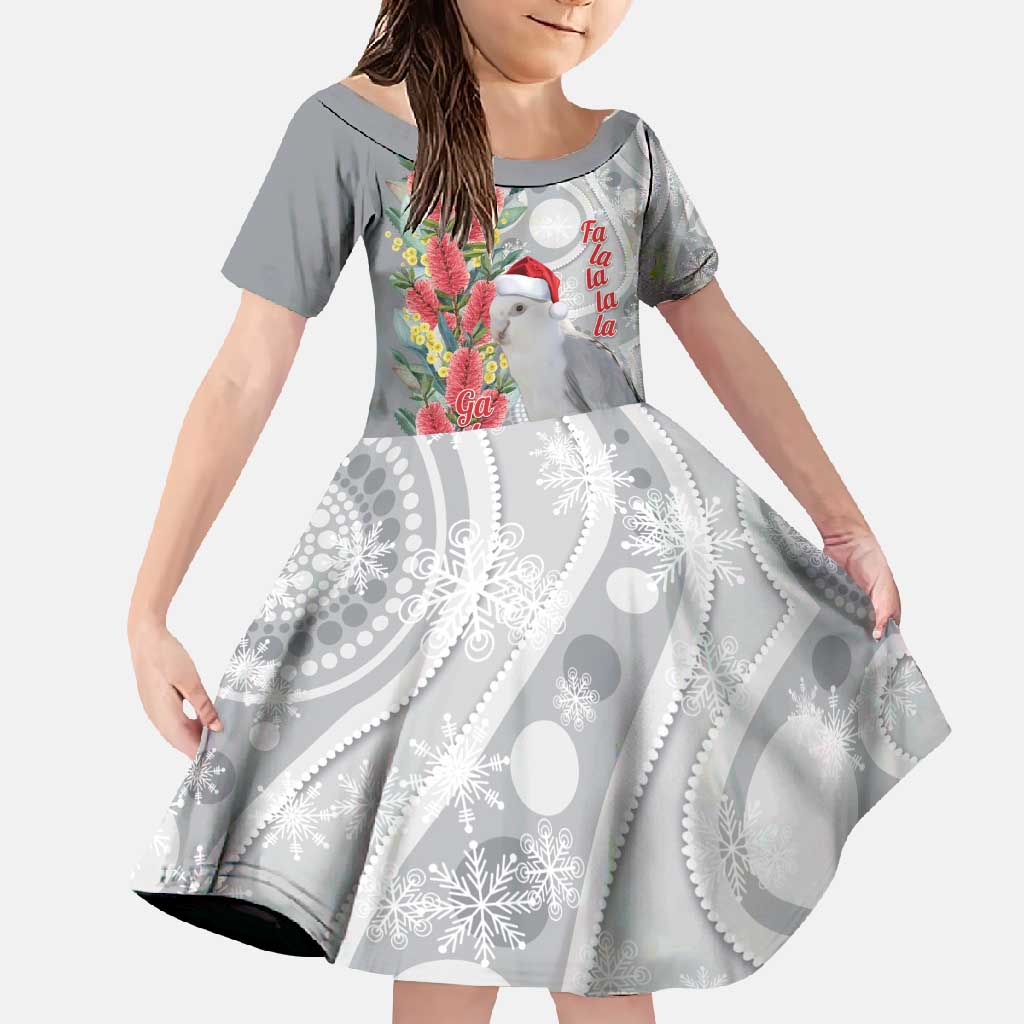 Blue Galah Mutation Christmas Australia Family Matching Long Sleeve Bodycon Dress and Hawaiian Shirt Falalalala Galalah Bottlebrush Grey Aboriginal Art - Aussie Hoodie