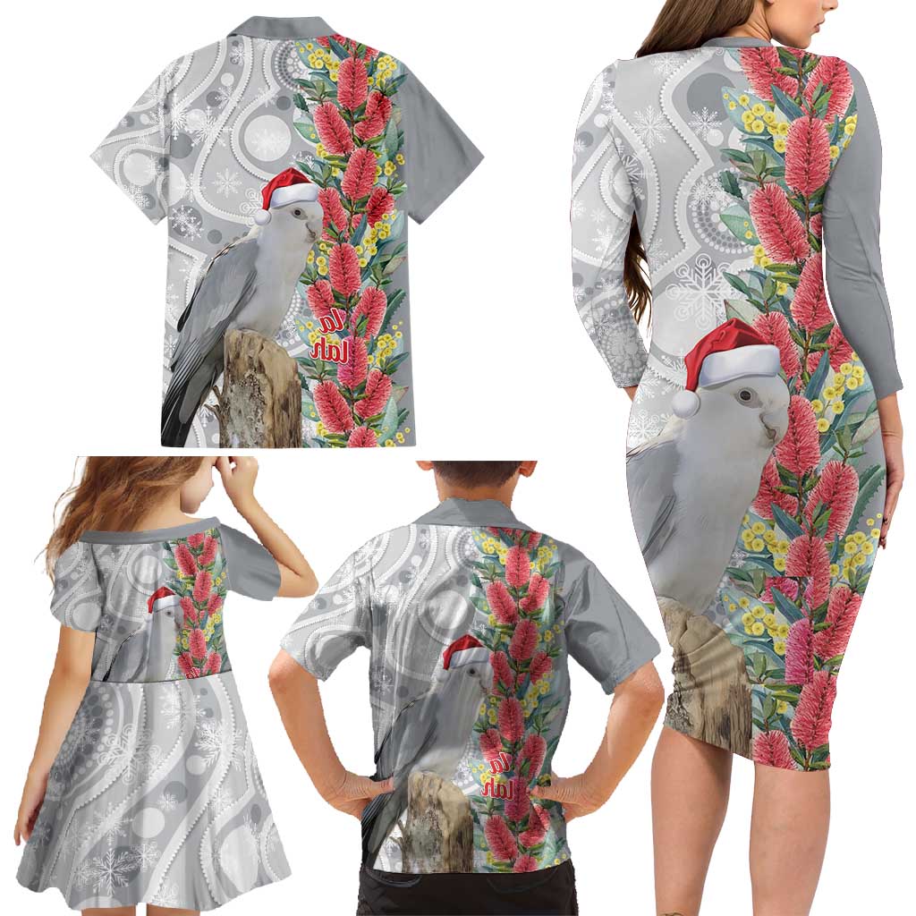 Blue Galah Mutation Christmas Australia Family Matching Long Sleeve Bodycon Dress and Hawaiian Shirt Falalalala Galalah Bottlebrush Grey Aboriginal Art - Aussie Hoodie