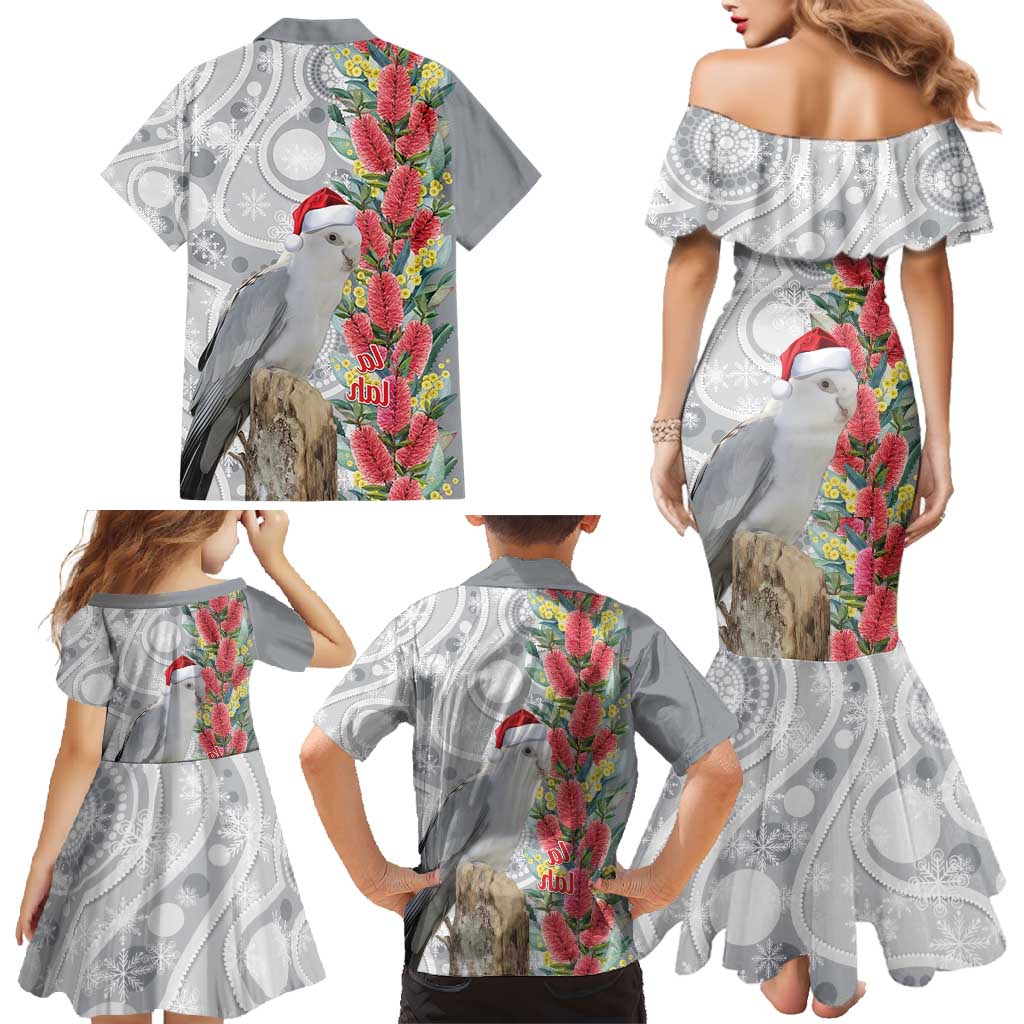 Blue Galah Mutation Christmas Australia Family Matching Mermaid Dress and Hawaiian Shirt Falalalala Galalah Bottlebrush Grey Aboriginal Art - Aussie Hoodie