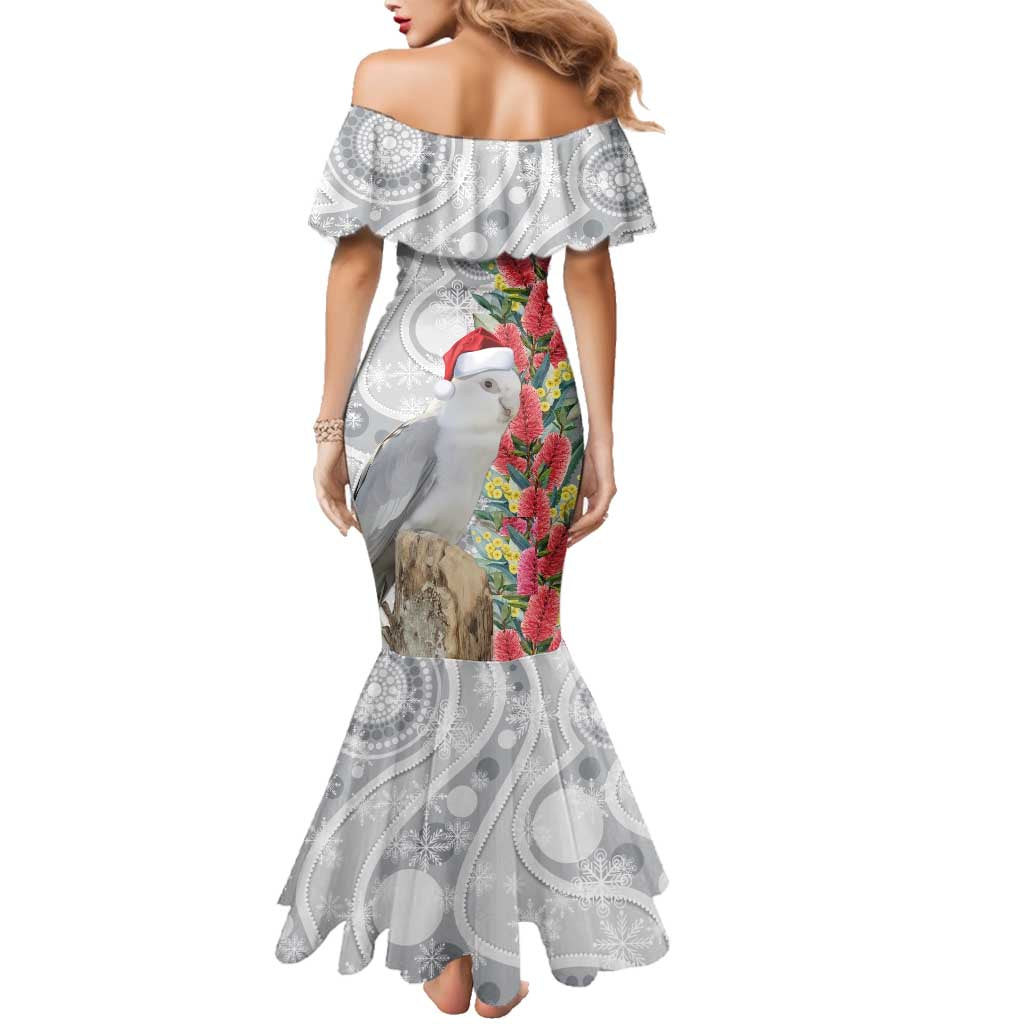 Blue Galah Mutation Christmas Australia Family Matching Mermaid Dress and Hawaiian Shirt Falalalala Galalah Bottlebrush Grey Aboriginal Art - Aussie Hoodie