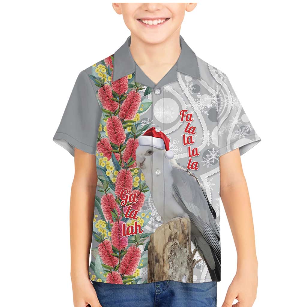 Blue Galah Mutation Christmas Australia Family Matching Mermaid Dress and Hawaiian Shirt Falalalala Galalah Bottlebrush Grey Aboriginal Art - Aussie Hoodie