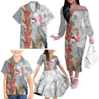 Blue Galah Mutation Christmas Australia Family Matching Off The Shoulder Long Sleeve Dress and Hawaiian Shirt Falalalala Galalah Bottlebrush Grey Aboriginal Art - Aussie Hoodie