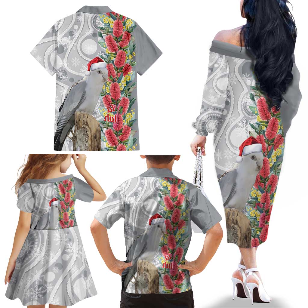 Blue Galah Mutation Christmas Australia Family Matching Off The Shoulder Long Sleeve Dress and Hawaiian Shirt Falalalala Galalah Bottlebrush Grey Aboriginal Art - Aussie Hoodie