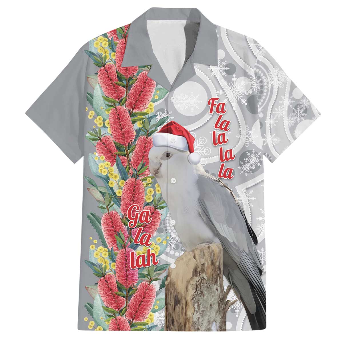 Blue Galah Mutation Christmas Australia Family Matching Off The Shoulder Long Sleeve Dress and Hawaiian Shirt Falalalala Galalah Bottlebrush Grey Aboriginal Art - Aussie Hoodie