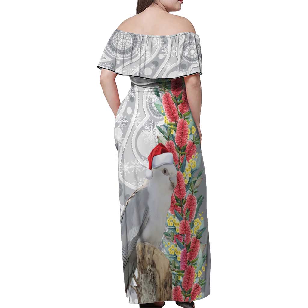 Blue Galah Mutation Christmas Australia Family Matching Off Shoulder Maxi Dress and Hawaiian Shirt Falalalala Galalah Bottlebrush Grey Aboriginal Art - Aussie Hoodie