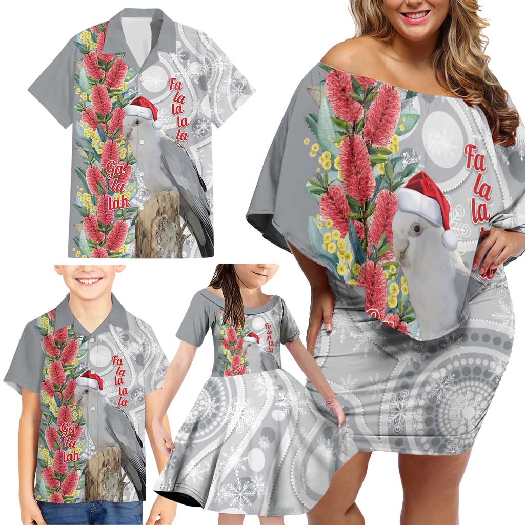 Blue Galah Mutation Christmas Australia Family Matching Off Shoulder Short Dress and Hawaiian Shirt Falalalala Galalah Bottlebrush Grey Aboriginal Art - Aussie Hoodie