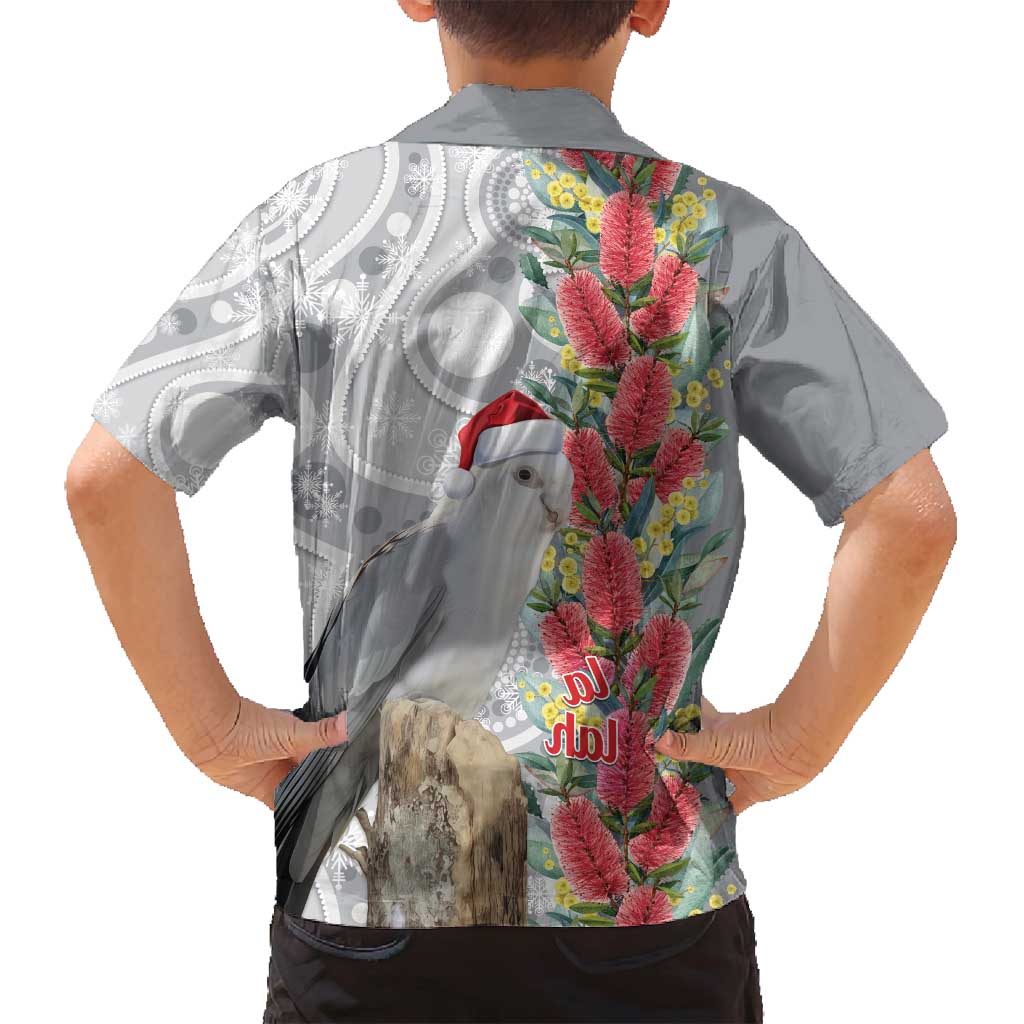 Blue Galah Mutation Christmas Australia Family Matching Off Shoulder Short Dress and Hawaiian Shirt Falalalala Galalah Bottlebrush Grey Aboriginal Art - Aussie Hoodie