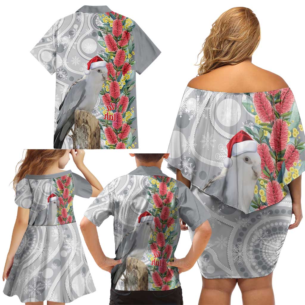 Blue Galah Mutation Christmas Australia Family Matching Off Shoulder Short Dress and Hawaiian Shirt Falalalala Galalah Bottlebrush Grey Aboriginal Art - Aussie Hoodie