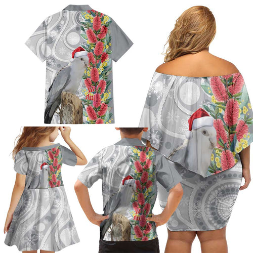 Blue Galah Mutation Christmas Australia Family Matching Off Shoulder Short Dress and Hawaiian Shirt Falalalala Galalah Bottlebrush Grey Aboriginal Art - Aussie Hoodie