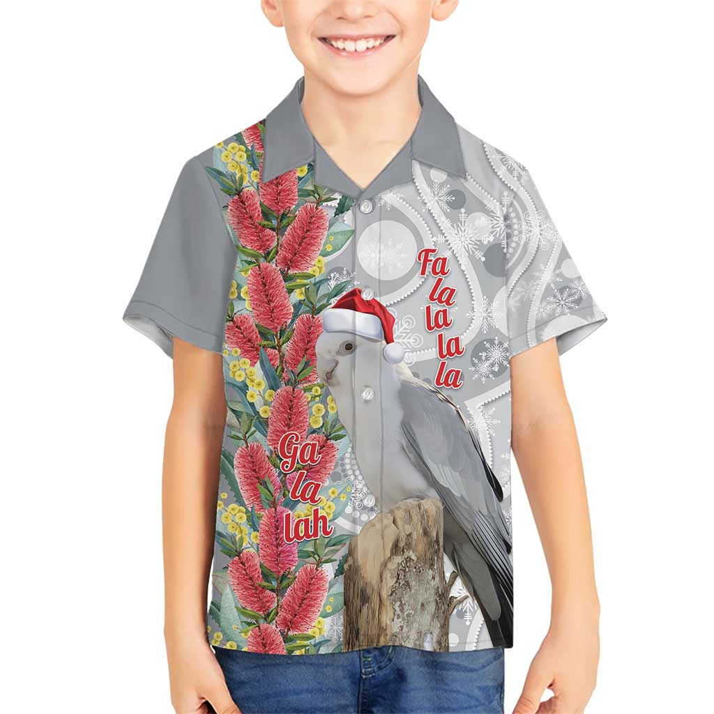Blue Galah Mutation Christmas Australia Family Matching Off Shoulder Short Dress and Hawaiian Shirt Falalalala Galalah Bottlebrush Grey Aboriginal Art - Aussie Hoodie