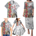 Blue Galah Mutation Christmas Australia Family Matching Puletasi and Hawaiian Shirt Falalalala Galalah Bottlebrush Grey Aboriginal Art - Aussie Hoodie