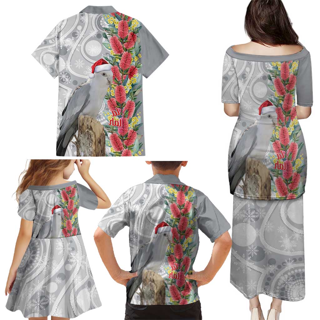 Blue Galah Mutation Christmas Australia Family Matching Puletasi and Hawaiian Shirt Falalalala Galalah Bottlebrush Grey Aboriginal Art - Aussie Hoodie