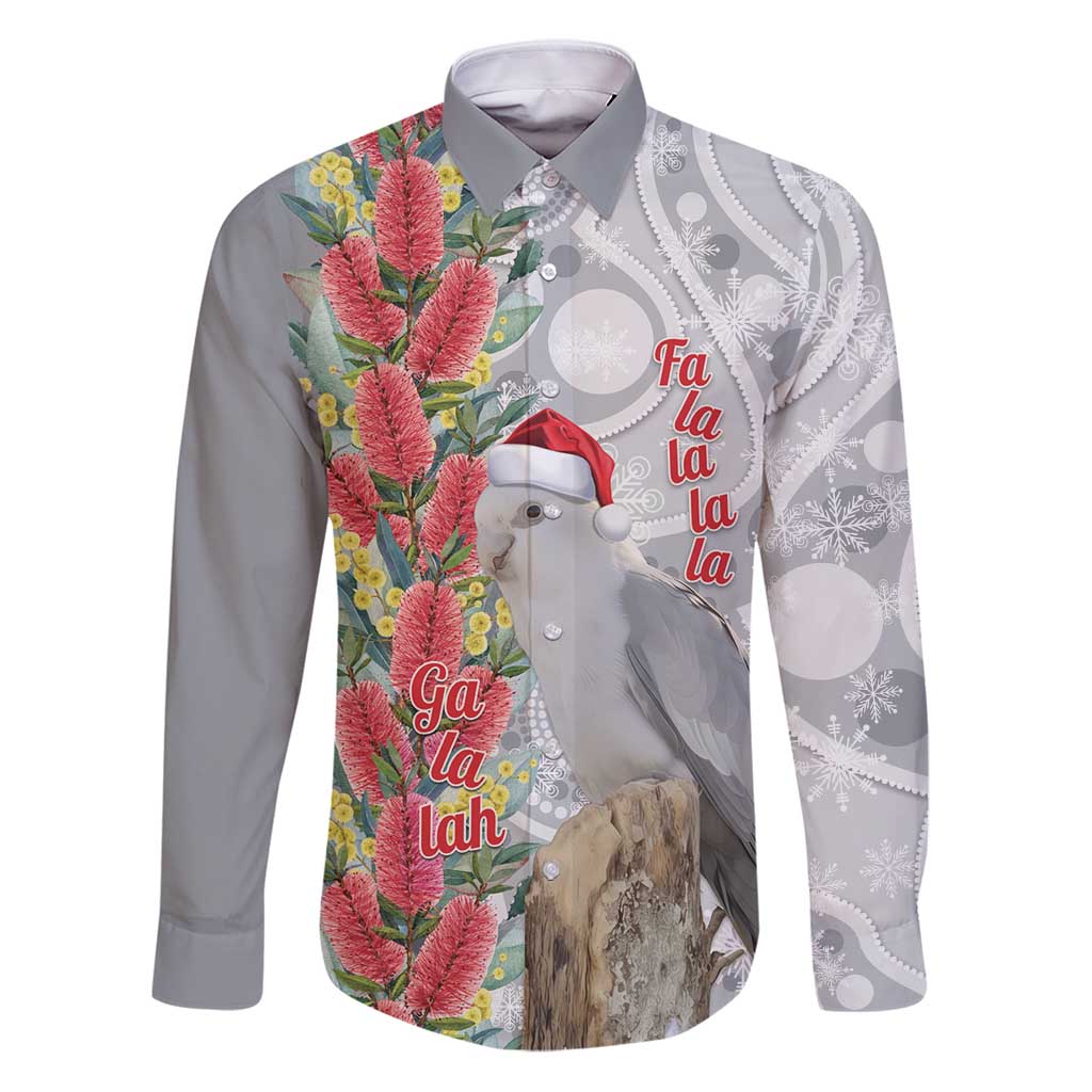 Blue Galah Mutation Christmas Australia Family Matching Puletasi and Hawaiian Shirt Falalalala Galalah Bottlebrush Grey Aboriginal Art - Aussie Hoodie
