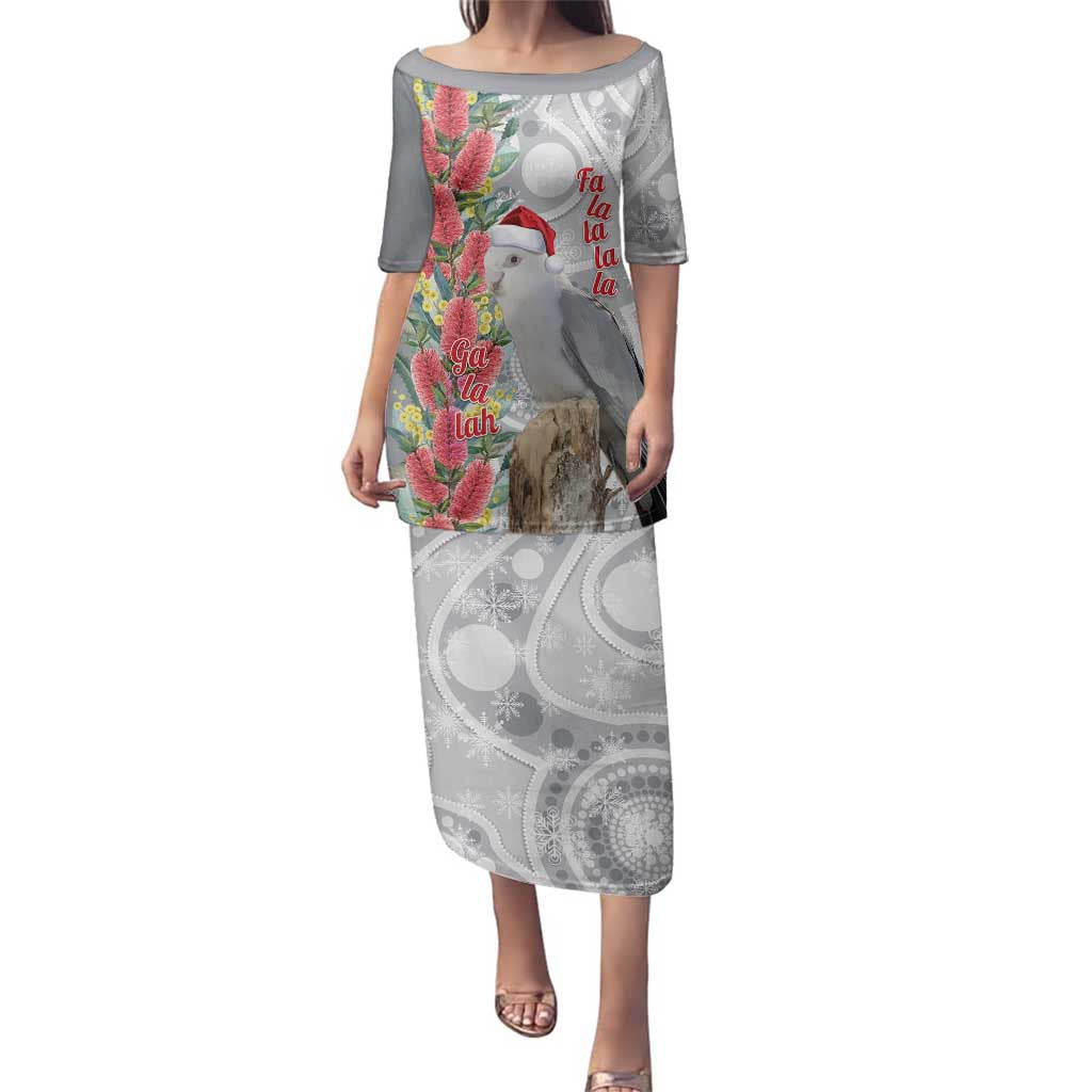 Blue Galah Mutation Christmas Australia Family Matching Puletasi and Hawaiian Shirt Falalalala Galalah Bottlebrush Grey Aboriginal Art - Aussie Hoodie