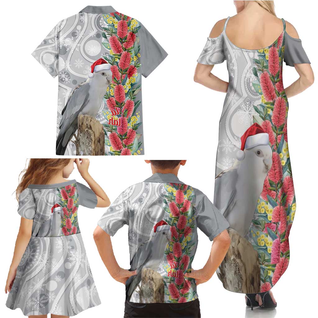 Blue Galah Mutation Christmas Australia Family Matching Summer Maxi Dress and Hawaiian Shirt Falalalala Galalah Bottlebrush Grey Aboriginal Art - Aussie Hoodie