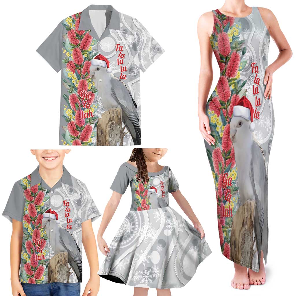 Blue Galah Mutation Christmas Australia Family Matching Tank Maxi Dress and Hawaiian Shirt Falalalala Galalah Bottlebrush Grey Aboriginal Art - Aussie Hoodie